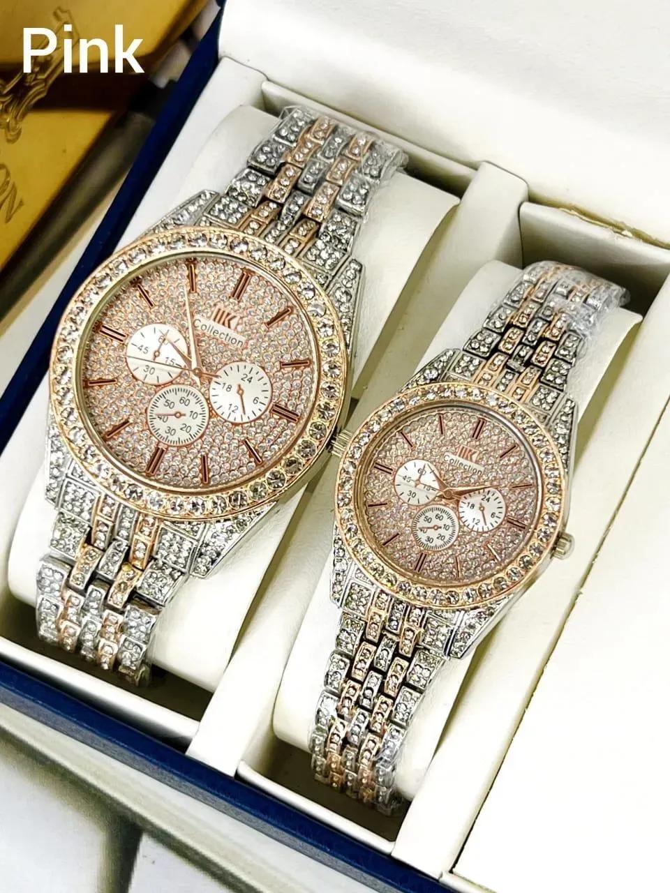 Couple Analog Watches Set - 2 Pcs For Men & Women