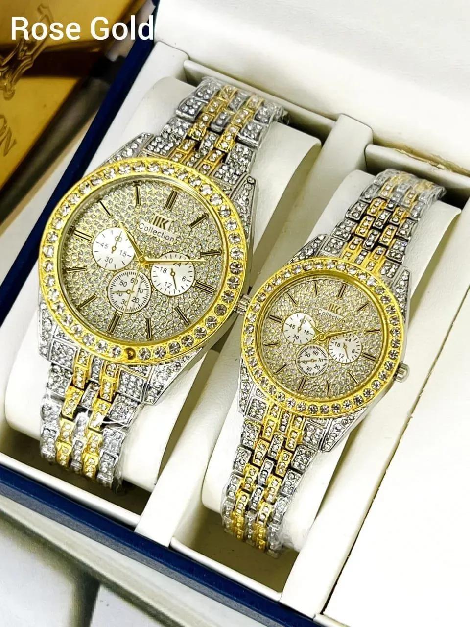 Couple Analog Watches Set - 2 Pcs For Men & Women